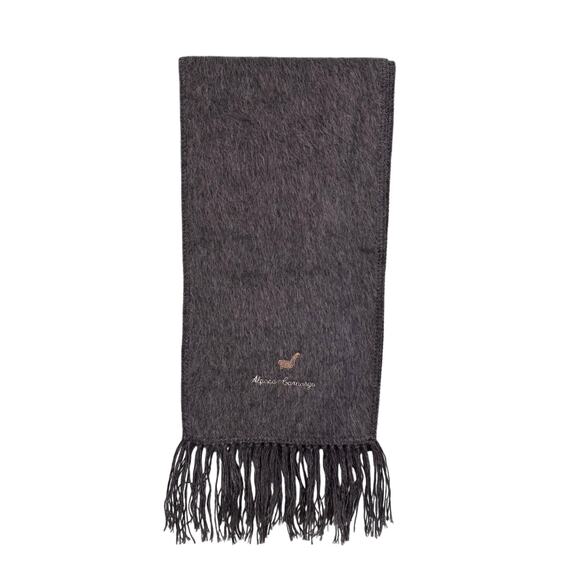 Alpaca Camargo Scarf Gray Long Solid Wool Fringed Neck Scarf Soft Cozy Warm - Picture 1 of 9